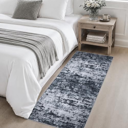 2x5 Washable Runner Rug：Modern Abstract Kitchen Carpet Black - color: Black, size: 2' x 5' (Rectangular)