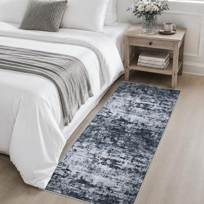 2x5 Washable Runner Rug：Modern Abstract Kitchen Carpet Black - color: Black, size: 2' x 5' (Rectangular)