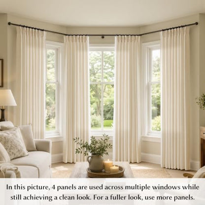 Semi Sheer Pinch Pleated Linen Curtains for Living Room 96 Inches, Cream - color: Cream, size: 40"W x 96"L (Pack of 2)