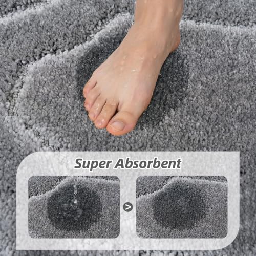 BEQHAUSE Bathroom Rugs Non Slip Bath Mat Soft Absorbent, 24"x36", Grey - color: Grey, size: 24"x36"