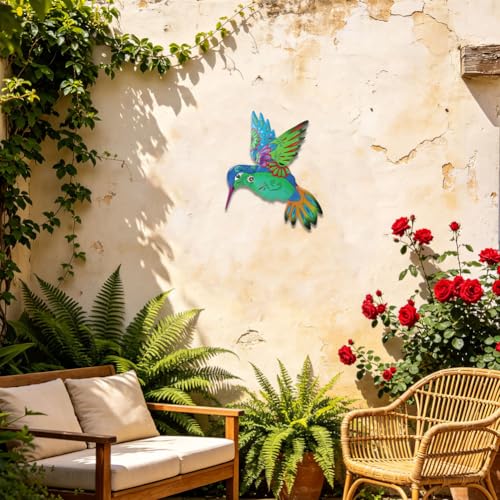 VEWOGARDEN Hummingbird Wall Art, Large Outdoor Metal Hanging Wall Decor for Home Outside Patio Garden Fence Decorations - style: Large Hummingbird