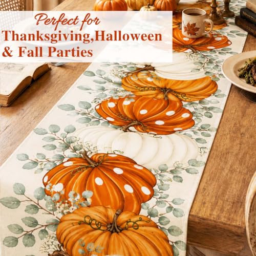 ONFAON Fall Decorations for Home, Fall Table Runner 13x72 Inch Linen - size: Table Runner-Pumpkin