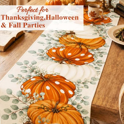 ONFAON Fall Decorations for Home, Fall Table Runner 13x72 Inch Linen - size: Table Runner-Pumpkin