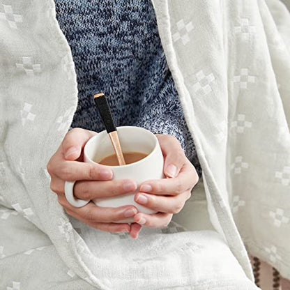 jinchan 100% Cotton Muslin Blanket Twin Boho Throw Blanket 50x60 Oatmeal - color: B. Cross Grey, size: 50"x60"