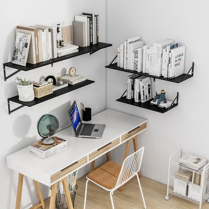 Heimlove 48W x 12D Deep Floating Shelves Set of 2 Black - color: Black With Black Metal Bracket, size: 48Wx12Dx5.8H