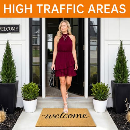 Front Door Mat Outside Non-Slip Welcome Doormat (Welcome, 17x29 in) - color: Welcome