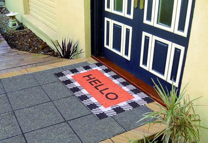 Entryway Hello Welcome Door Mat 16 x 24 Inch, Non Slip Doormat Outdoor Entrance, Durable Dirt Trapper Floor Mats Suitable for Front Door Outdoor Outside Home Patio Garage High Traffic Entry