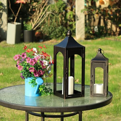 NEEDOMO Lanterns Decorative Indoor&Outdoor, Set of 3 Outdoor Lanterns for Porch, 26" Metal Frame Candle Holders with LED Candles, Fall, Christmas