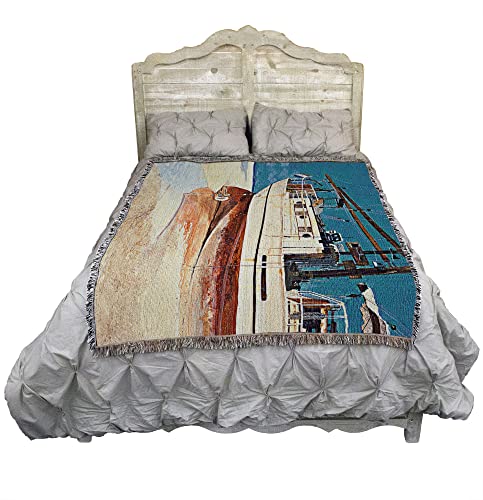 Pure Country Weavers St. Christopher Beached Blanket by Roger Bansemer - Coastal Ocean Beach Gift Tapestry Throw Woven from Cotton - Made in the USA (72x54) - color: St. Christopher
