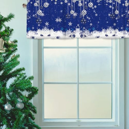 Christmas Snowflake Valances for Windows 1 Panel, 42x12 in - color: Blue, size: 42"W x 12"L (Pack of 1)