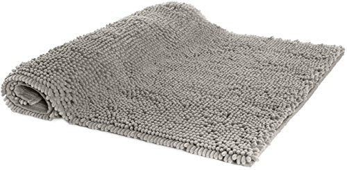 Amazon Basics Platinum Bathroom Rug Mat, Ultra Absorbent Plush Shag, Non-Slip, Quick Drying, Machine Washable, 21" x 34" - color: Platinum, size: 1'9" x 2'10" (Rectangular)