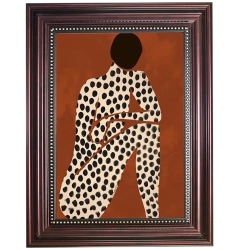 Dark Brown Framed African American Woman Canvas Wall Art 9x11 in - color: Polka Dot African Girl, size: 11"L x 9"W