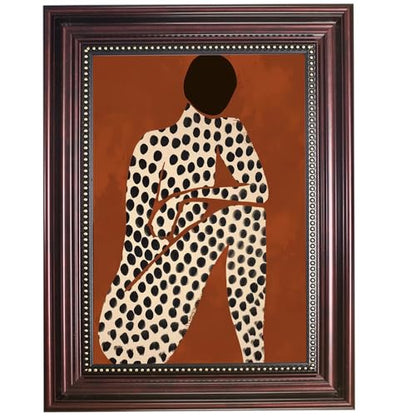 Dark Brown Framed African American Woman Canvas Wall Art 9x11 in - color: Polka Dot African Girl, size: 11"L x 9"W