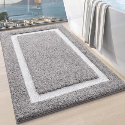 LUMI Bathroom Rug, Non Slip Absorbent Bath Mat, Light Grey, 24"x36" - color: Light Grey, size: 24"x36"