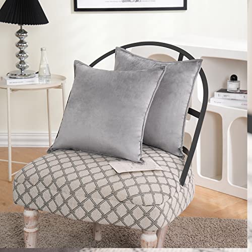 JIAHANNHA Velvet Grey Throw Pillow Covers 22”x22”Pack of 2 Soft Decorative - color: Grey, size: 22" x 22" (Pack of 2)