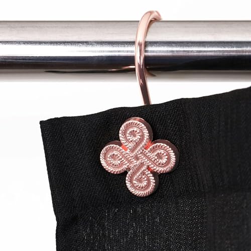Rose Gold Shower Curtain Hooks: Rust Proof Metal Curtain Rings, 12Pcs - color: Rose Gold