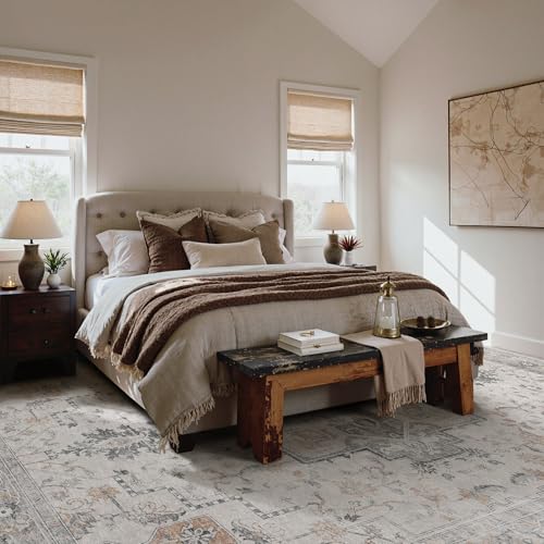 GENIMO 9x12 Washable Area Rugs for Living Room, Non Slip, Light Taupe Brown - color: Light Taupe Brown, size: 9' x 12' (Rectangular)
