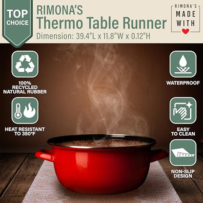 RIMONA'S Heat Resistant Table Runner Trivet Mat - Reversible Marble, 40" - color: 2 Sides - White and Black Marble