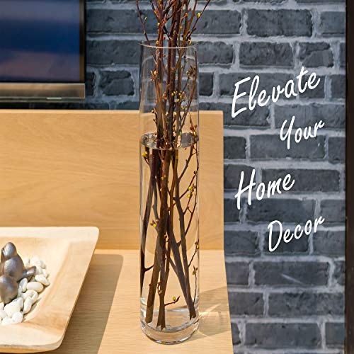CYS Excel Clear Glass Cylinder Vase (H:28" D:4") | Multiple Size Choices Glass Flower Vase Centerpieces | Hurricane Floating Candle Holder Vase - size: H-28" D-4"