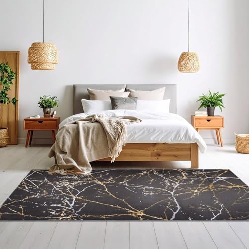 LUXE WEAVERS Modern Abstract Non-Shedding Area Rug Black 5x7 - color: Black, size: 5' x 7' (Rectangular)