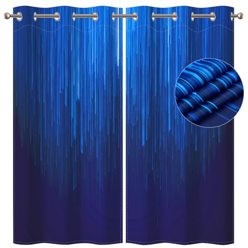 Navy Blue Blackout Curtains for Bedroom, Ombre Blackout Curtains 63 Inch Length 2 Panels Set, Thermal Insulated Room Darkening Drapes with Grommet Top, 42W x 63L - color: 04 Blue, size: 42"W x 63"L (Pack of 2)