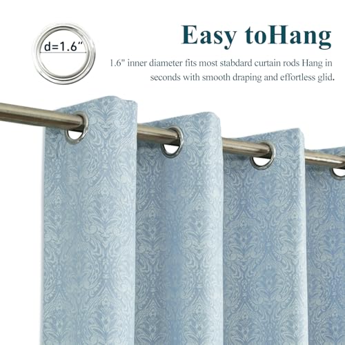 VOGOL Simple Chenille Jacquard Blackout Window Elegance Curtains/Drapes/Panels/Treatments for Bedroom Living Room,Top Grommets, Two Panels, W54 x L96 inch - color: Blue-curtain, size: 54"W x 96"L (Pack of 2)