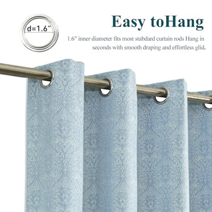 VOGOL Simple Chenille Jacquard Blackout Window Elegance Curtains/Drapes/Panels/Treatments for Bedroom Living Room,Top Grommets, Two Panels, W54 x L96 inch - color: Blue-curtain, size: 54"W x 96"L (Pack of 2)