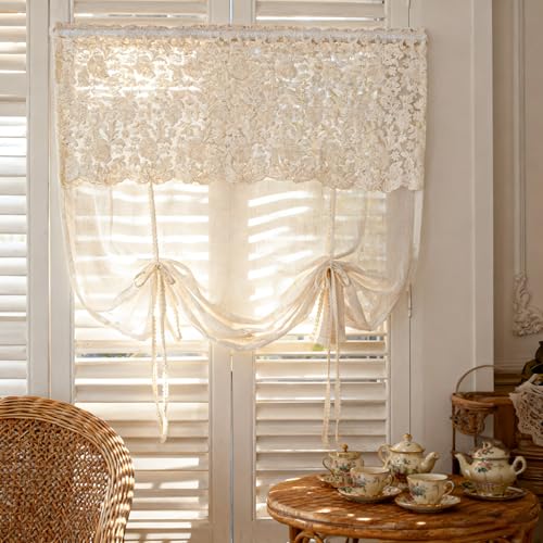 Chic Tie Up Curtain for Kitchen Adjust Balloon Window Valance Rod Pocket - size: 52"W x 47"L (Pack of 1)