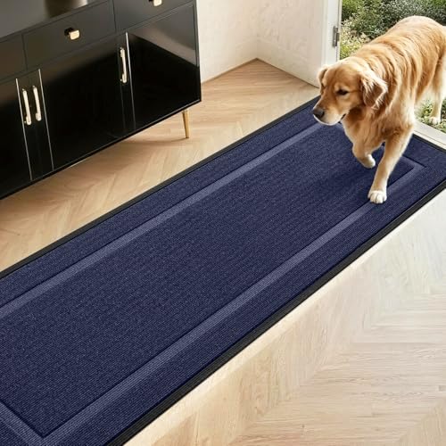 Extra Large Front Door Mat Outside Entrance Indoor Doormat, 60" x 34" Outdoor Mats for Patio Waterproof, Outdoor Door Mats for Outside Entry, Indoor Rugs for Entryway, Sturdy Natural Rubber, Blue - color: Blue, size: 2'10" x 5' (Runner)