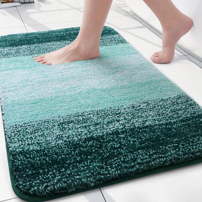 Arotive Microfiber Bathroom Rugs, Shaggy Soft Absorbent Bath Rug, 24x16 - color: Dark Green, size: 24" X 16"