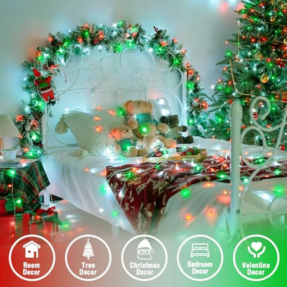 JMEXSUSS Connectable Red White and Green Christmas Lights - color: Red White Green, size: 100 LED