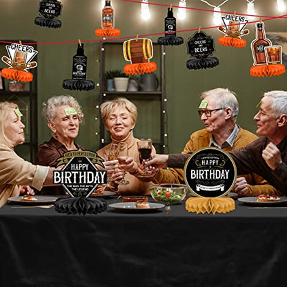 Whiskey pattern Birthday Party Decorations for MenTable Centerpiece Whiskey Honeycomb Table Toppers for 30th 40th 50th 60th 70th 80th Birthday decorations - style: birthday