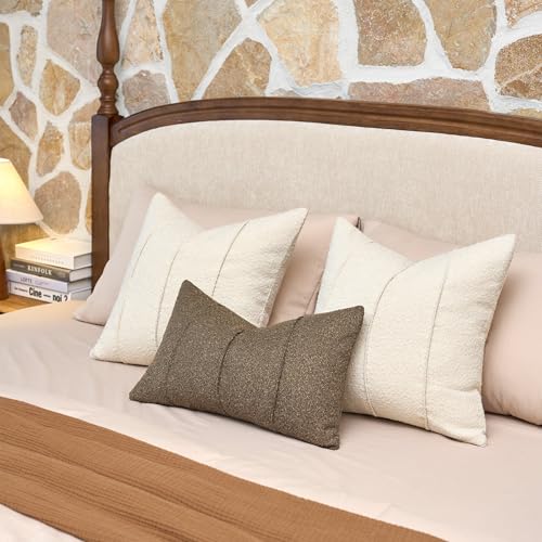 Textured Boucle Throw Pillow Covers 24x24 Inch Set of 2 Beige - color: Beige, size: 24" x 24" (Pack of 2)