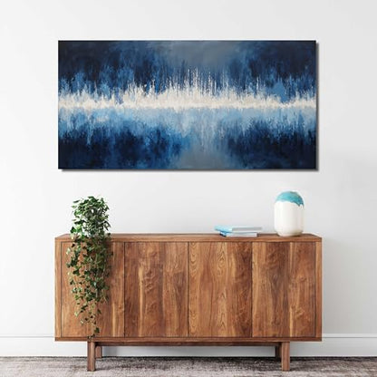 YISXINOAG Deep Blue Abstract Wall Art Modern Calm Cool Tones Canvas 20"X40" - color: deep blue, size: 40"L x 20"W