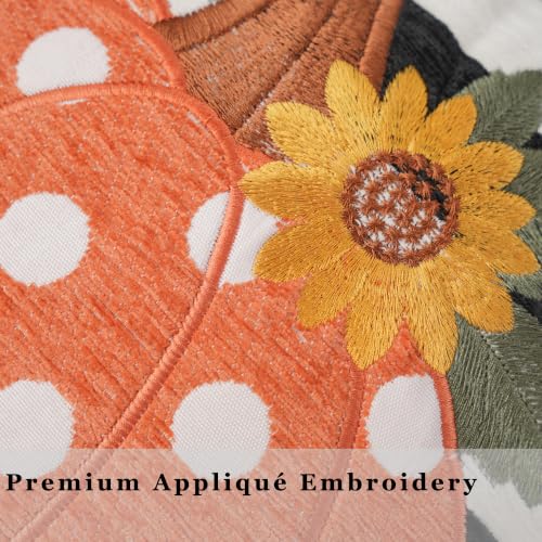 Fall Pillow Covers 20x20 Set of 2, Embroidered Orange Pumpkin - color: Black & White Stripe Pumpkin（appliqué）, size: 20" x 20" (Pack of 2)