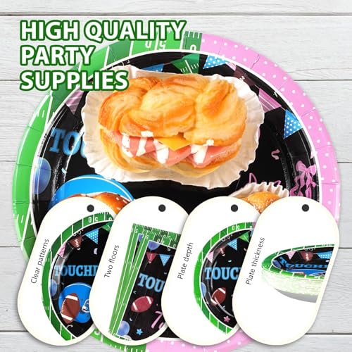 Grencian 96Pcs Football Gender Reveal Party Decorations for Baby, Serves 24 - style: Football Gender Reveal Kit