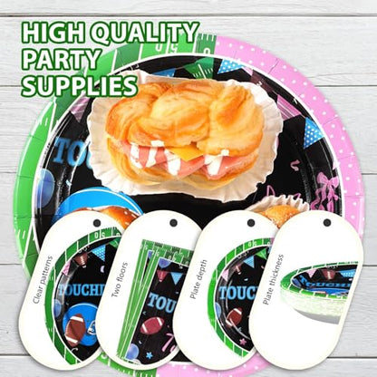 Grencian 96Pcs Football Gender Reveal Party Decorations for Baby, Serves 24 - style: Football Gender Reveal Kit