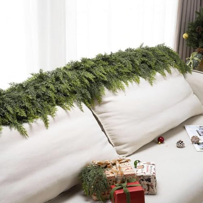 12Ft Christmas Garland,Real Touch Cedar Garland,Realistic Faux Pine Garland - size: 12FT