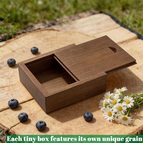 Mini Walnut Wood Gift Box Magnetic Sliding Lid Small Keepsake Case - color: Walnut (3.19")