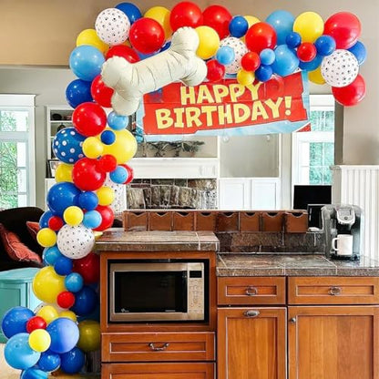 Dog Paw Print Balloons 12 Inch Red Blue Yellow Confetti Latex Party Balloon - color: Red Yellow Blue
