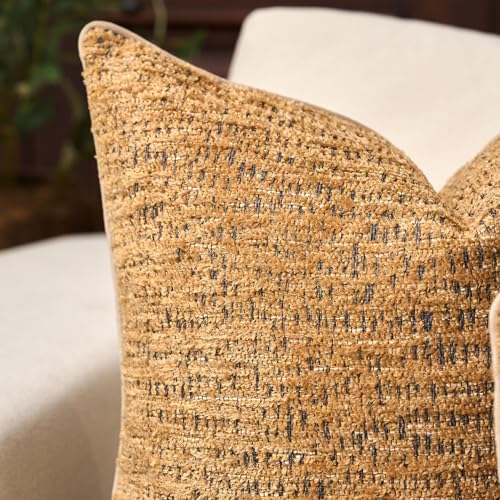 Yangest Chenille Pillow Cover 20 x 20 Inches, Thick Textured Square Throw Pillow Cover Farmhouse Modern Soft Accent Couch Neutral Pillow Cover for Living Room Bedroom, Yellow - color: Yellow, size: 20" x 20" (Pack of 1)