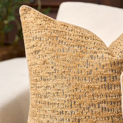 Yangest Chenille Pillow Cover 20 x 20 Inches, Thick Textured Square Throw Pillow Cover Farmhouse Modern Soft Accent Couch Neutral Pillow Cover for Living Room Bedroom, Yellow - color: Yellow, size: 20" x 20" (Pack of 1)