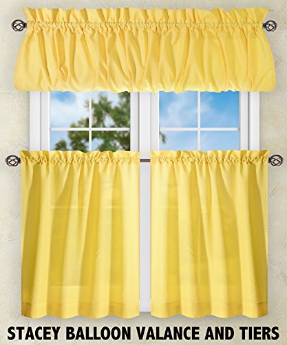 Ellis Curtain Stacey 54-by-13 Inch Ruffled Filler Valance (Yellow) - color: Yellow
