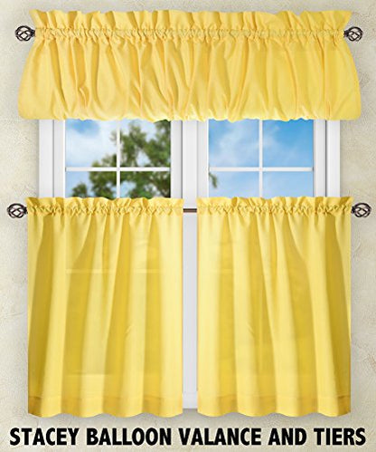 Ellis Curtain Stacey 54-by-13 Inch Ruffled Filler Valance (Yellow) - color: Yellow