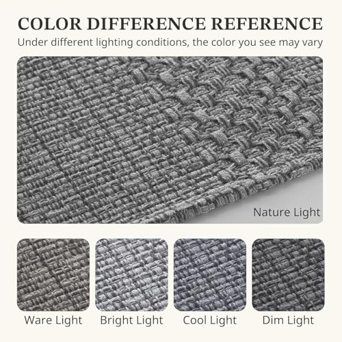 MatEssenz Runner Rug – Boho 2x6 ft Hallway Runner Rug Washable Non-Slip Entryway Rug with Rubber Backing, Grey, Machine Washable, Durable Hand-Woven Design for Home & Kitchen - color: Grey, size: 2' x 6' (Rectangular)