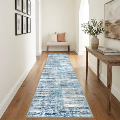 KOZYFLY Modern Hallway Runner Rug 2.6x8 Washable Rug Runner Blue Beige - color: Blue Beige, size: 2'8" x 8' (Runner)