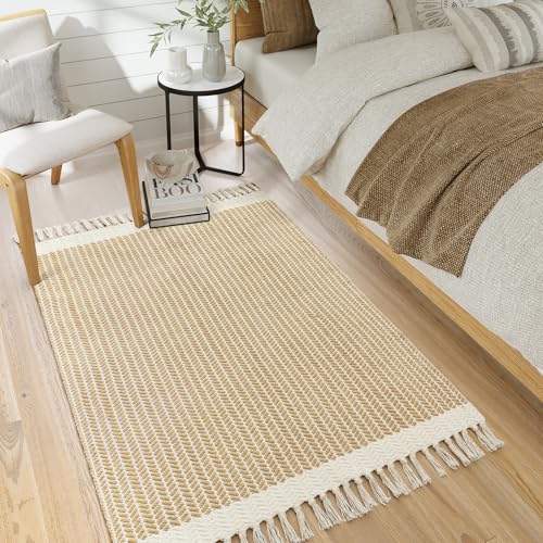 Lahome Boho Bathroom Rugs, 3x5 Washable Area Rug for Bedroom - color: Khaki, size: 3' x 5' (Rectangular)