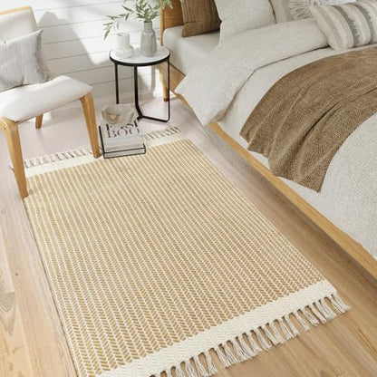 Lahome Boho Bathroom Rugs, 3x5 Washable Area Rug for Bedroom - color: Khaki, size: 3' x 5' (Rectangular)
