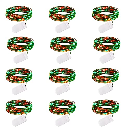 Brightown 12 Pack Christmas Red Green Fairy Lights Battery Operated - color: Red & Green, size: 12 PC