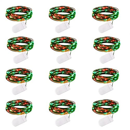 Brightown 12 Pack Christmas Red Green Fairy Lights Battery Operated - color: Red & Green, size: 12 PC